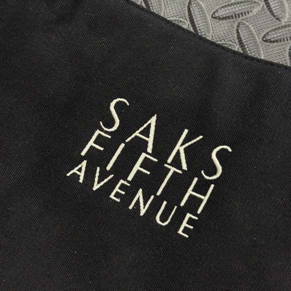 Saks Fifth Avenue Women's Black Embroidered Logo Shoulder Tote Bag - One Size - Picture 3 of 8